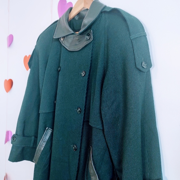 Vintage 80s Wool Jacket - Dark Green - Picture 3 of 16